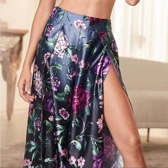 VICTORIA SECRET Floral Satin WIDE LEG TULIP Pants PAJAMA BOTTOM LOUNGE LK NEW XL - Picture 5 of 13